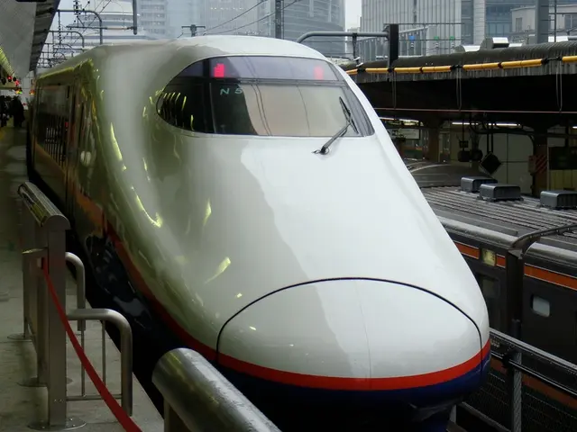 Train commuter gathers refundable bottles amidst railroad activity
