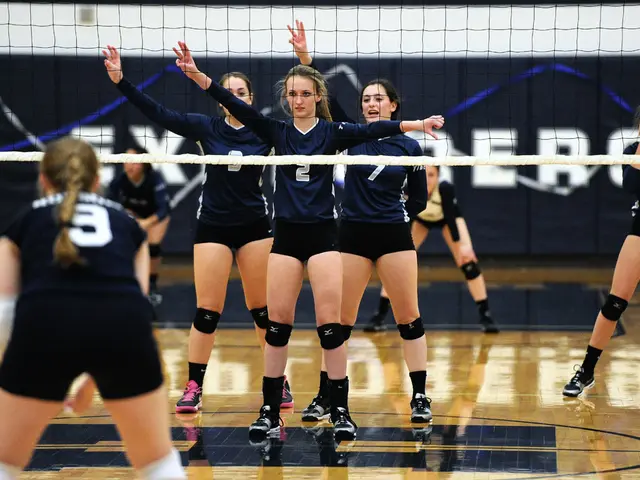 Cerritos High School's girls volleyball team shows determination in a five-set battle against...