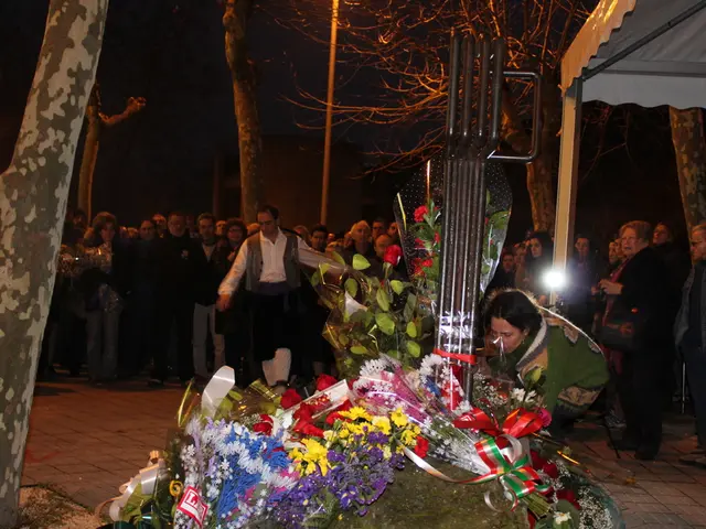 Autumnal afternoon gathering for seniors in a bell tent set on a sloping hillside
