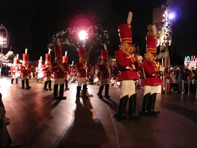 Large torches illuminated the 2022 Neusser Schützenfest's nighttime procession